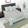 Printed 100% Cotton Double Bedsheet with 2 Pillow Covers ? Soft, Breathable, Ethnic Pattern Bed Linen