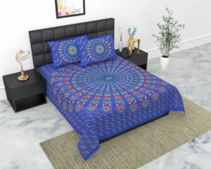 Jaipuri King Size Cotton Double Bedsheet ? 100% Pure Cotton, Traditional Rajasthani Block Print, Soft & Breathable Ethnic Bed Linen