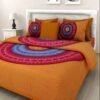 100% Cotton Printed Double Bedsheet with 2 Pillow Covers ? Soft, Breathable Ethnic Motif Bed Linen