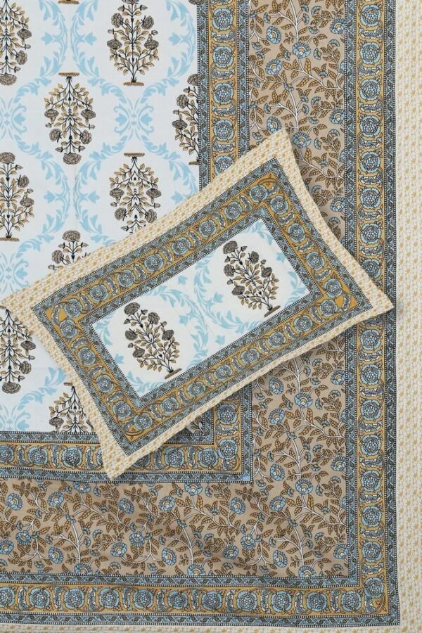 Authentic Jaipuri Cotton Double Bedsheet ? 100% Pure Cotton, Hand?Block Print, Vibrant Rajasthani Design