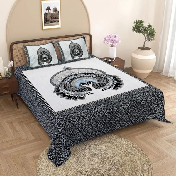 Jaipuri King Size Cotton Bed Sheet ? Traditional Handcrafted Print, Soft & Comfortable