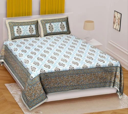Authentic Jaipuri Cotton Double Bedsheet ? 100% Pure Cotton, Hand?Block Print, Vibrant Rajasthani Design