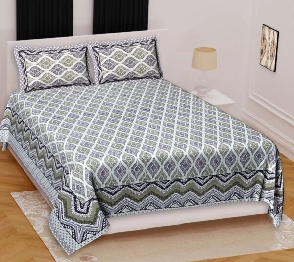 Premium Cotton Double Bedsheet ? Soft Breathable King?Size Bed Linen with Elegant Floral Mandala Print