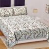 Premium Cotton Double Bedsheet Set ? Hand?Printed Floral Design, Soft & Breathable Fabric, Includes 2 Pillow Covers
