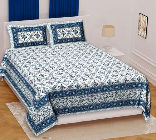 Jaipuri Cotton Double / King Size Bedsheet ? 100% Pure Cotton, Traditional Rajasthani Block Print, Lightweight & Breathable