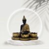 1-10-1.jpg Resin Buddha Head Candle Holder with 3 Lotus Tealight Stands Black & Gold Decorative Showpiece for Home, Altar & Spiritual Gifting