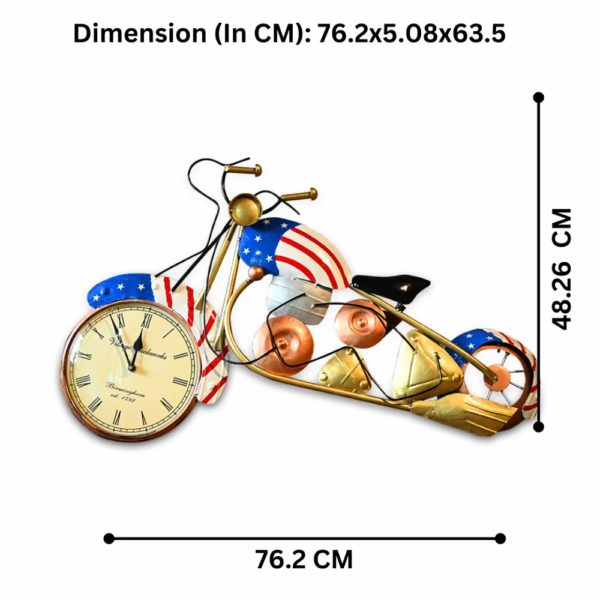Handcrafted Metal American Bike Showpiece with Clock | Retro Home & Office Decoration Piece
