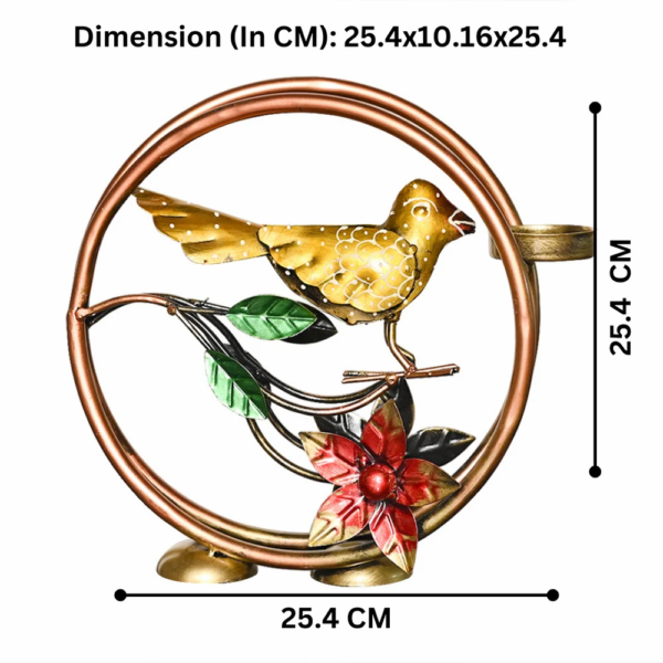1-1000x1000-2.png Handcrafted Metal Round Bird Tea Light Holder | Decorative Candle Holder for Living Room & Gifting