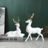 1-11.jpg Elegant White & Gold Deer Figurine Set - Modern Resin Antler Sculptures for Home Decor