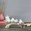 1-13.jpg White Resin Love Birds on Tree Branch - Set of 4 Bird Statues for Tabletop & Shelf Decor