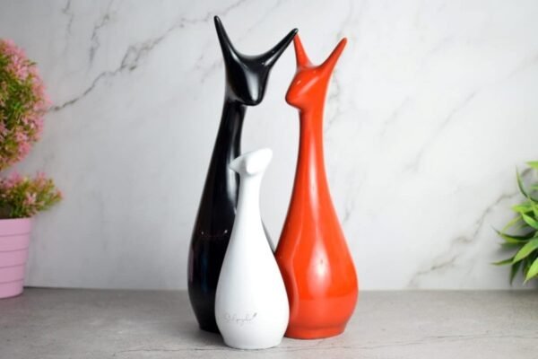 1-15.jpg Stylish Abstract Cat Sculpture Trio - Modern Ceramic Art Decor for Living Room & Office