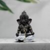 1-2-2.jpg Lord Ganesha Idol for Home Decor | Black & Silver Meditating Ganpati Statue | Polyresin Ganesh Murti for Pooja Room, Office, Car Dashboard & Gift 6 Inch