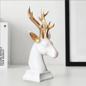 Luxury Resin Deer Bust with Gold Antlers - Modern Animal Decor for Home & Office