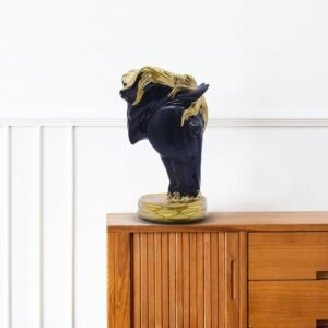 Elegant Black and Gold Horse Sculpture for Home Decor Luxurious Art Piece