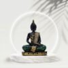 Decorative Buddha Statue with Crystal Embellishments, Black and Gold, 7.5 x 5 Inch
