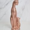 Rose Gold Cat Statue - Elegant Mother and Kitten Sculpture for Home Decor