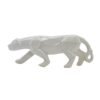 White Ceramic Panther Figurine Elegant Home Decor Animal Sculpture