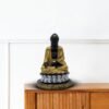 1-25-1.jpg Samadhi Buddha Statue, Black and Gold, 21.6 x 15.2 cm, Silver Lotus Base