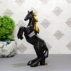 Geometric Black Horse Statue with Golden Mane - Modern Decorative Art for Home and Office