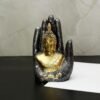 1-3-1.jpg Abhaya Mudra Resin Statue, Fearless Protection Decor for Living Room, Meditation Space & Altar, Black & Gold Buddha Hand Ornament