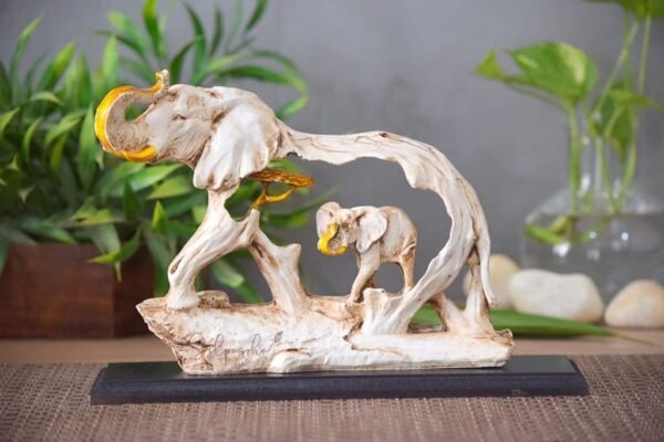 1-3.jpg Artistic Resin Elephant Sculpture - Elegant Elephant Figurine for Home & Office Decor