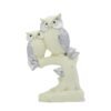 Polyresin Owl Set of 2 Showpiece for Table Decor, White and Silver, 9 inch Height