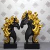 Elegant Black and Gold Horse Statues - Majestic Decorative Accents for Home and Office