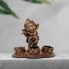 1-33-2.jpg Polyresin Ganesha Flute Tea Light Candle Holder Antique Copper LordGanesha Statue with 3 Lotus Tea Lights for Puja Room, Home Decor, Diwali & Ganesh Chaturthi Gift