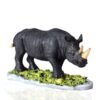 Realistic Black Rhino Figurine with Gold Horn - Wildlife Decor