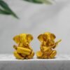 1-4-2.jpg Set of 2 Musical Lord Ganesha Idols | Golden Ganpati Playing Tabla & Sitar | Polyresin Ganesh Statue for Home Decor, Pooja Room, Office & Festive Gift