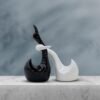 Black & White Swan Sculpture Duo - Elegant Modern Decor Accent