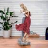Elegant Dancing Couple Statue, Red Dress and White Shirt, Figurine for Valentine's Day Gift