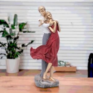 Elegant Dancing Couple Statue, Red Dress and White Shirt, Figurine for Valentine's Day Gift