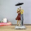 Romantic Couple Under Umbrella Resin Sculpture HandPainted Love Statue, Anniversary & Valentine's Day Gift for Home Decor