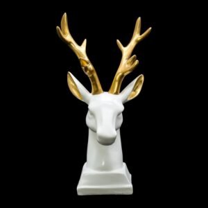 Modern Resin Deer Bust with Gold Antlers - Luxe Tabletop & Wall Accent for Home & Office Decor