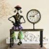 Decorative Sitting Doll with Clock in Metal | Handcrafted Table Showpiece with Timepiece | Unique Home & Office D?cor Gift Item