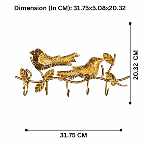 Metal 2 Bird Key Holder | Handcrafted Decorative Wall Key Hanger | Artistic Home & Entryway Wall Decor Organizer