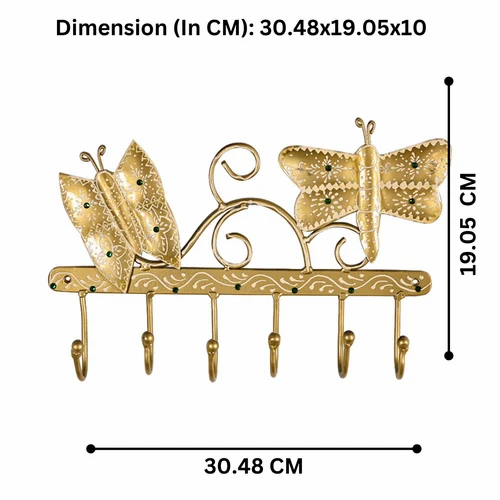 Metal Butterfly Key Holder Wall Hanging | Handcrafted Decorative Key Hanger | Artistic Metal Wall D?cor for Home & Entryway