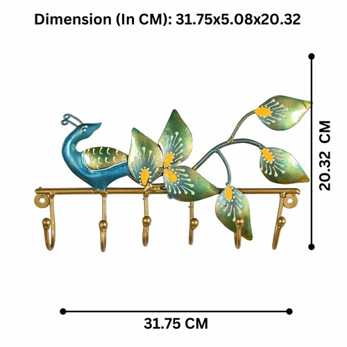 Beautiful Peacock Design Metal Key Holder | Decorative Wall Mounted Key Hanger | Elegant Handcrafted Home D?cor Piece