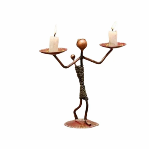 1-500x500-19.png Antique Golden Metal Lady Baby Candle Holder for Table | Handcrafted Tealight Stand for Home & Office Decor
