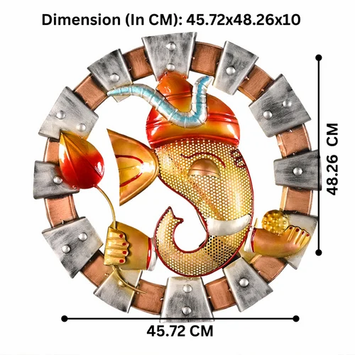 Handmade Metal Laddu Ganesh | Spiritual Wall Hanging Art for Living Room & Entrance Decor
