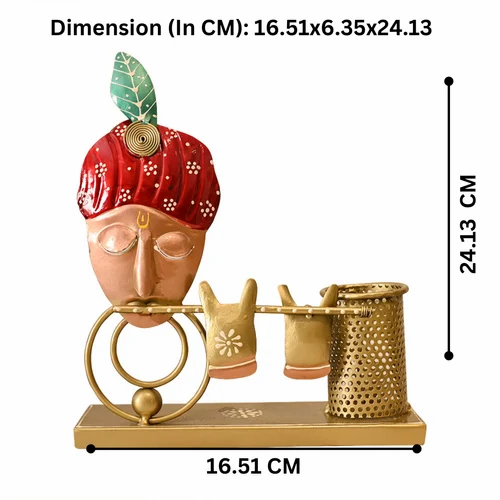 1-500x500-3.png Handcrafted Metal Krishna Pen Stand | Decorative Desk Organizer for Home & Office | Artistic Lord Krishna Showpiece Gift Item