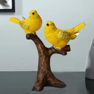 Decorative Bird Statue - Yellow Birds on Branch - Tabletop Decoration - Home Decor Accent