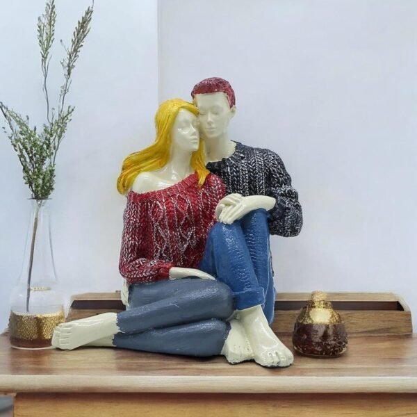 Handmade Resin Couple Sitting Statue - Perfect for Home Decor, Table Centerpiece, or Gift