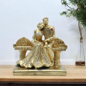 Luxurious Golden Couple Bench Statue - Ideal for Living Room or Office Decoration