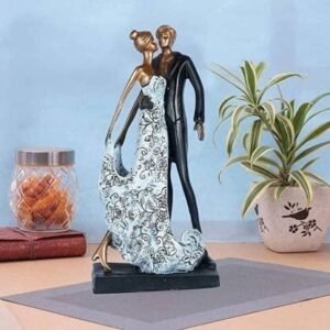 Beautiful Couple Dancing Figurine - Ceramic Statue with Gold Accents for Valentine's Day Gift