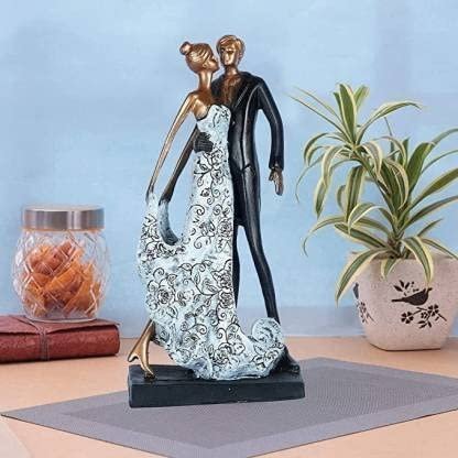 Beautiful Couple Dancing Figurine - Ceramic Statue with Gold Accents for Valentine's Day Gift