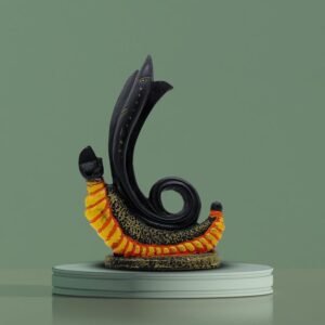 1-7-2.jpg Abstract Shivling Design with Trishul & Snake | Black & Orange Polyresin Shiva Idol for Home Temple, Office Desk, Meditation Corner & Gift | Decorative Mahadev Statue 6 Inch