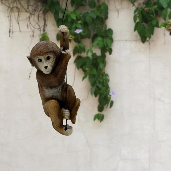 1-7.jpg Whimsical Hanging Monkey Garden Sculpture - Resin Chimp Ornament for Indoor & Outdoor Decor