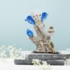 White & Blue Lord Ganesha Idol on Tree Log | Polyresin Ganpati Statue for Home Decor, Pooja Room, Car Dashboard & Gift | Decorative Ganesh Murti 5 Inch